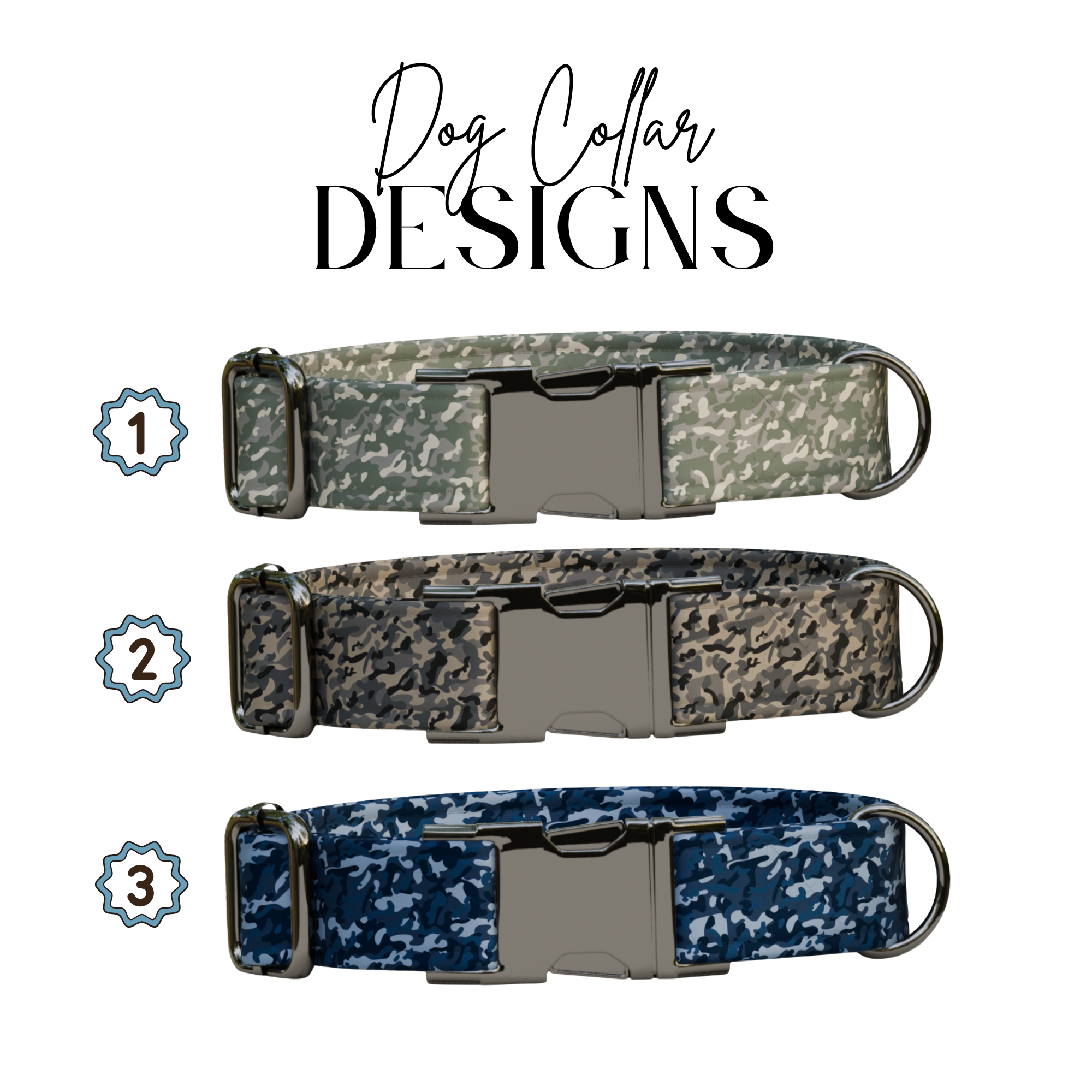 Mlitary Style Personalized Camouflage Dog Collar & Leash Set