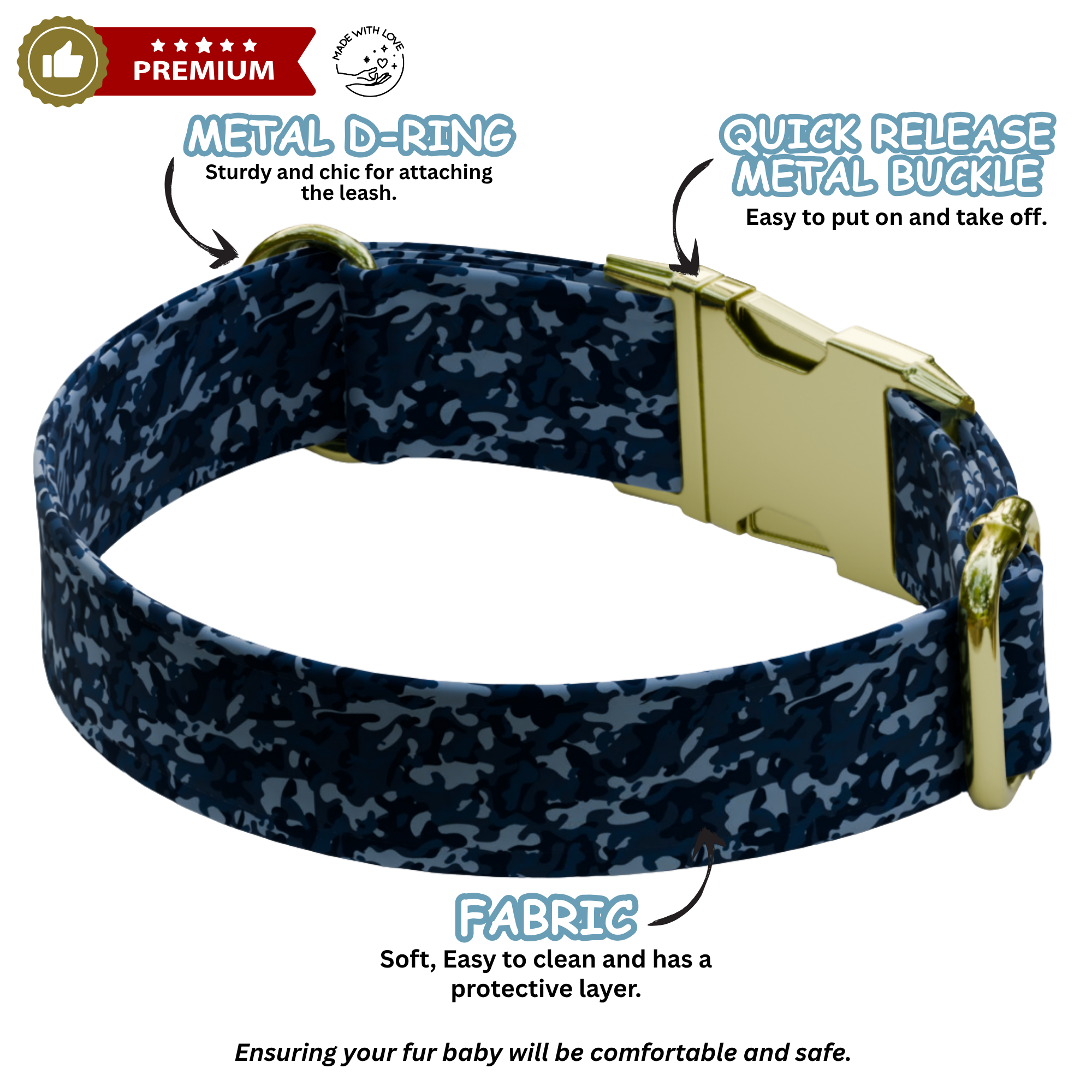 Mlitary Style Personalized Camouflage Dog Collar & Leash Set
