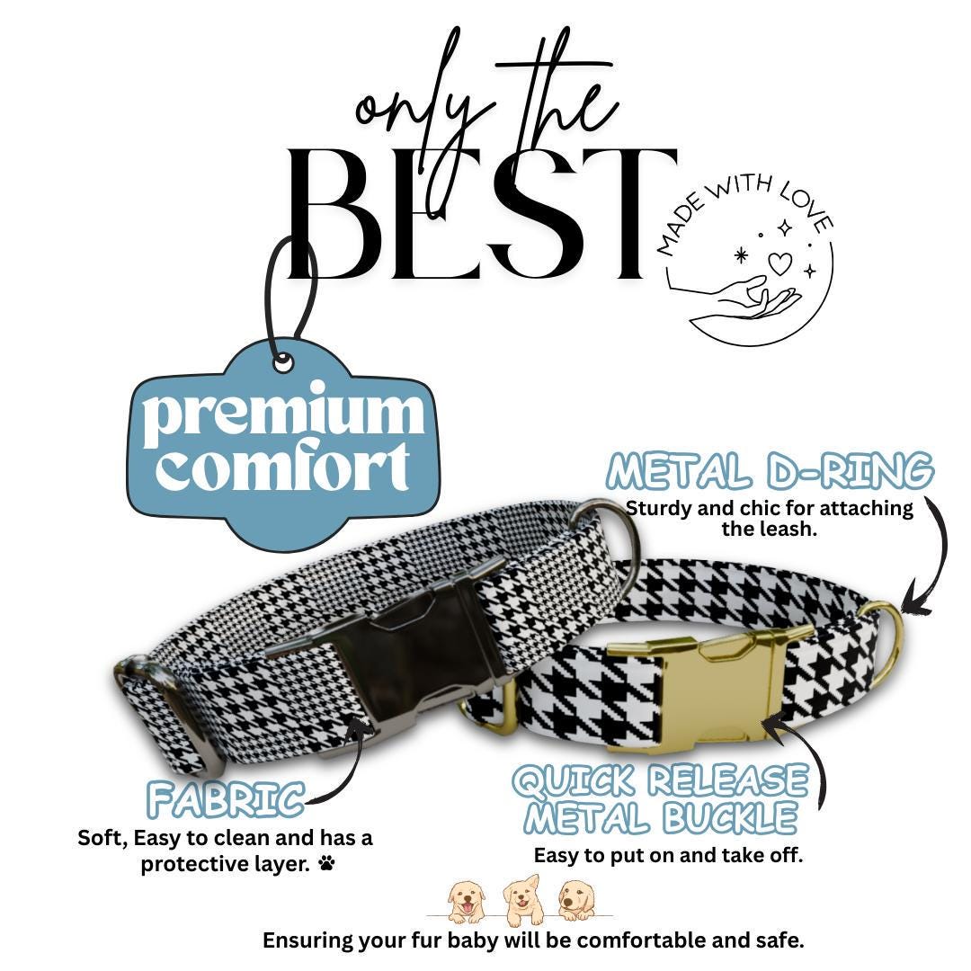 Personalized Houndstooth Dog Collar & Leash Set