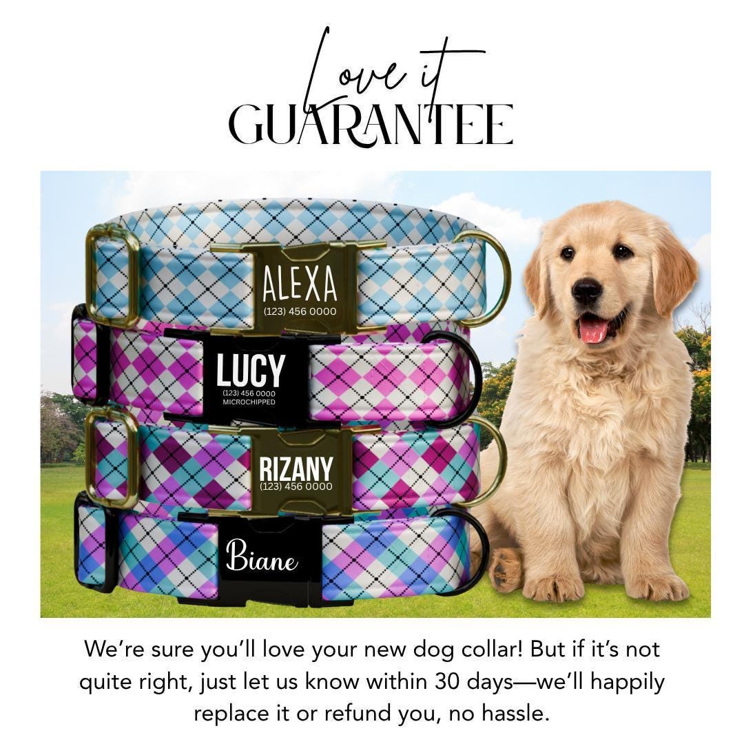 Personalized Argyle Dog Collar & Leash Set