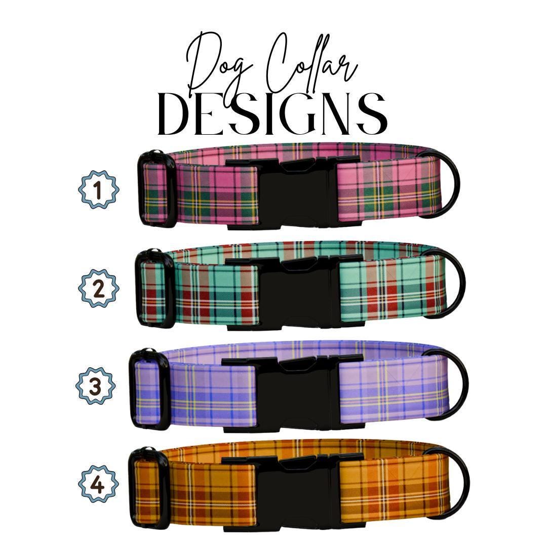 Personalized Plaid Dog Collar & Leash Set