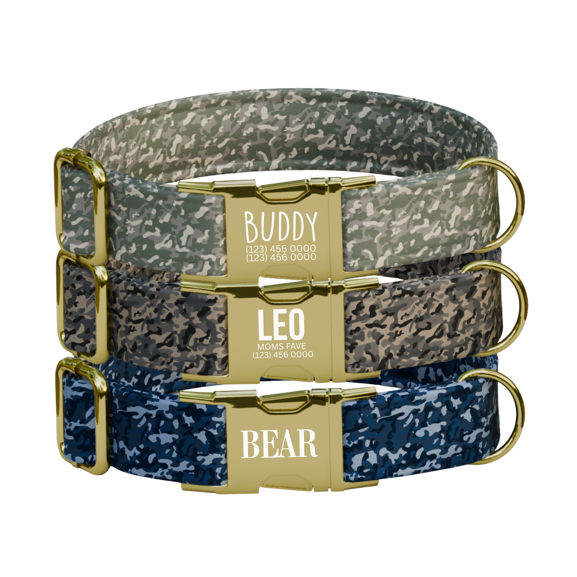 Mlitary Style Personalized Camouflage Dog Collar & Leash Set