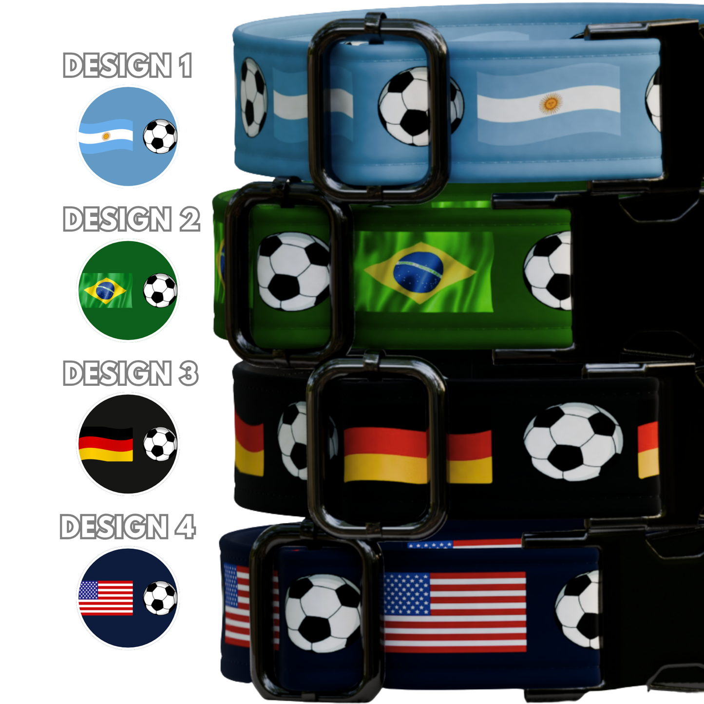 Custom Soccer Dog Collar, FIFA World Cup Inspired Pet Collar, Personalized Engraved Name 12 Country Flags Pet Collar Gift Pet Owner (OG-647)