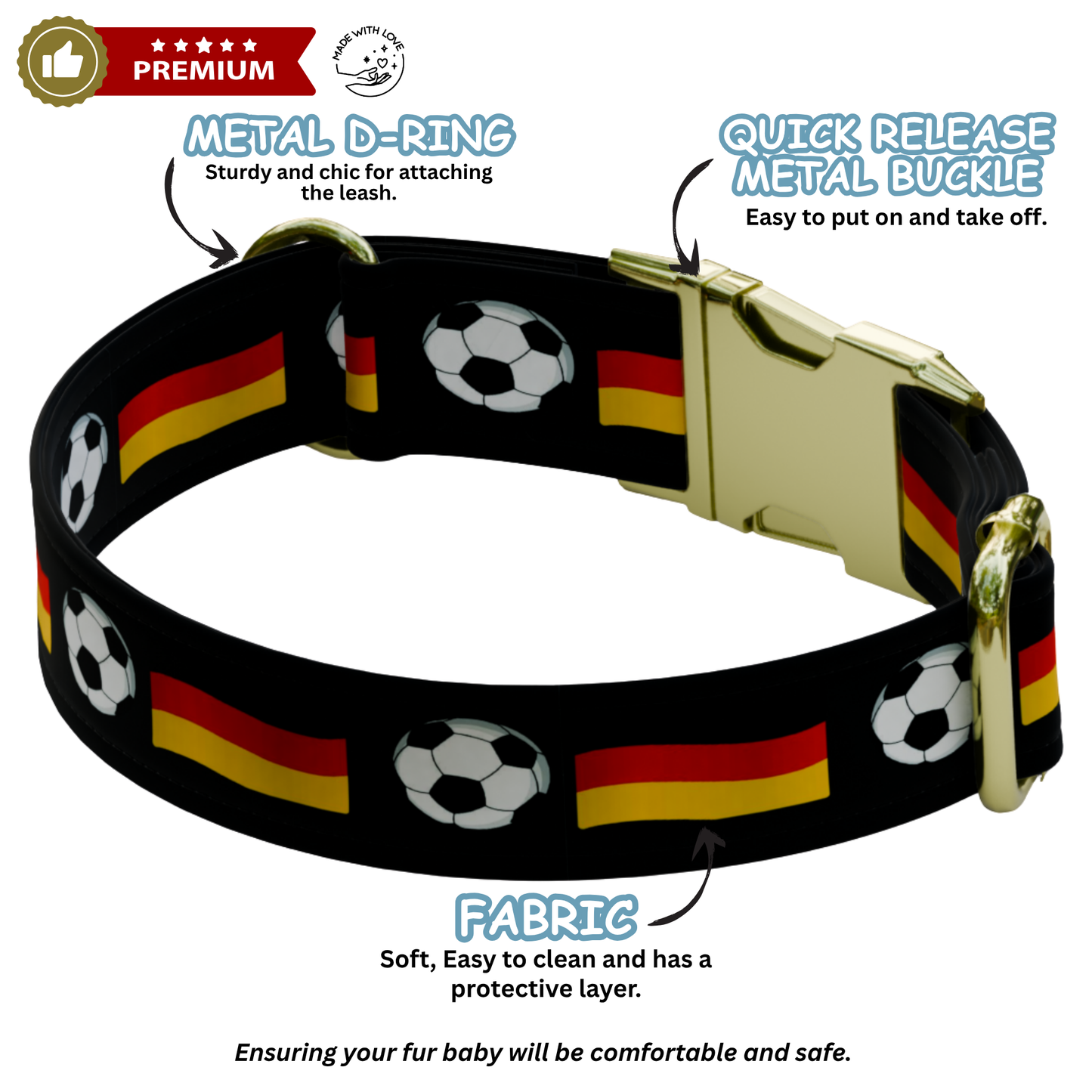 Custom Soccer Dog Collar, FIFA World Cup Inspired Pet Collar, Personalized Engraved Name 12 Country Flags Pet Collar Gift Pet Owner (OG-647)