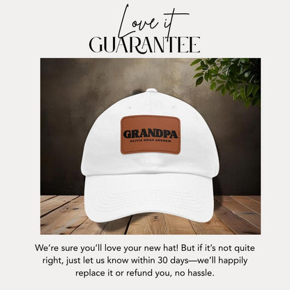 Personalized Grandpa Hat with Leather Patch, Perfect for Father's Day Gift,  Custom Grandchildren Names Gift for Grandpa Dad Gift Idea