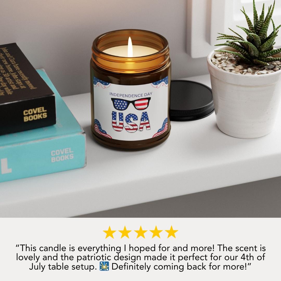 Patriotic Scented Soy Candle: USA Independence Day Decor