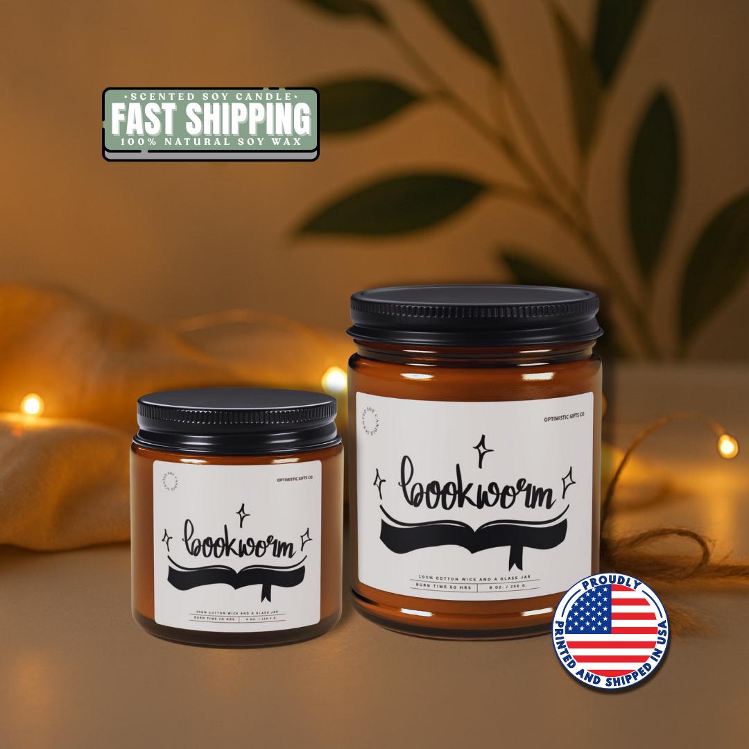 Bookworm Scented Soy Candle, Book Lover Gift