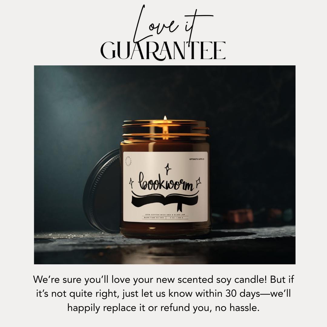 Bookworm Scented Soy Candle, Book Lover Gift