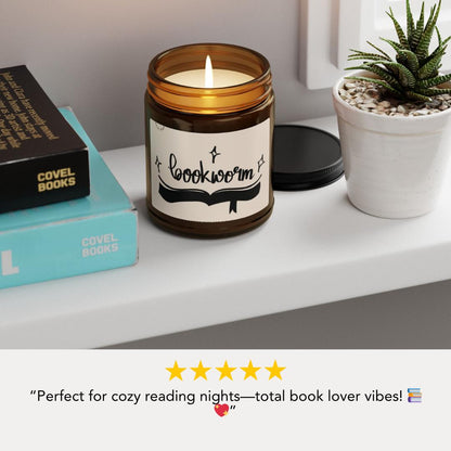 Bookworm Scented Soy Candle, Book Lover Gift