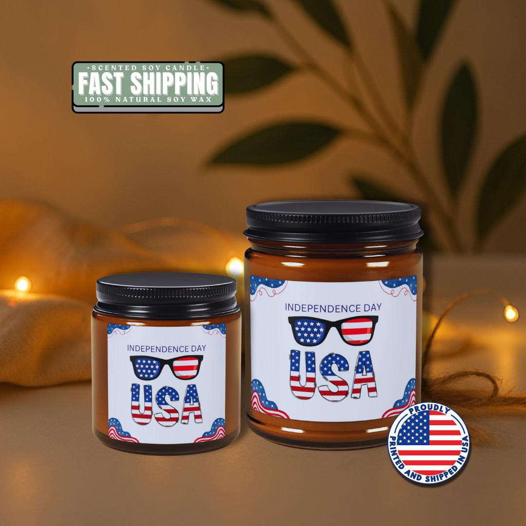 Patriotic Scented Soy Candle: USA Independence Day Decor