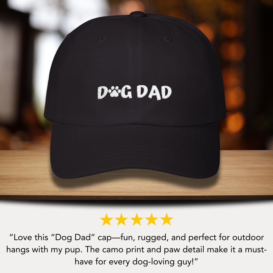 Classic Dad Cap Embroidered Dog Dad Design Hat for Dog Lovers & Pet Parents Trendy Dog Dad Apparel Hat Gift for Proud Dog Lover Owners