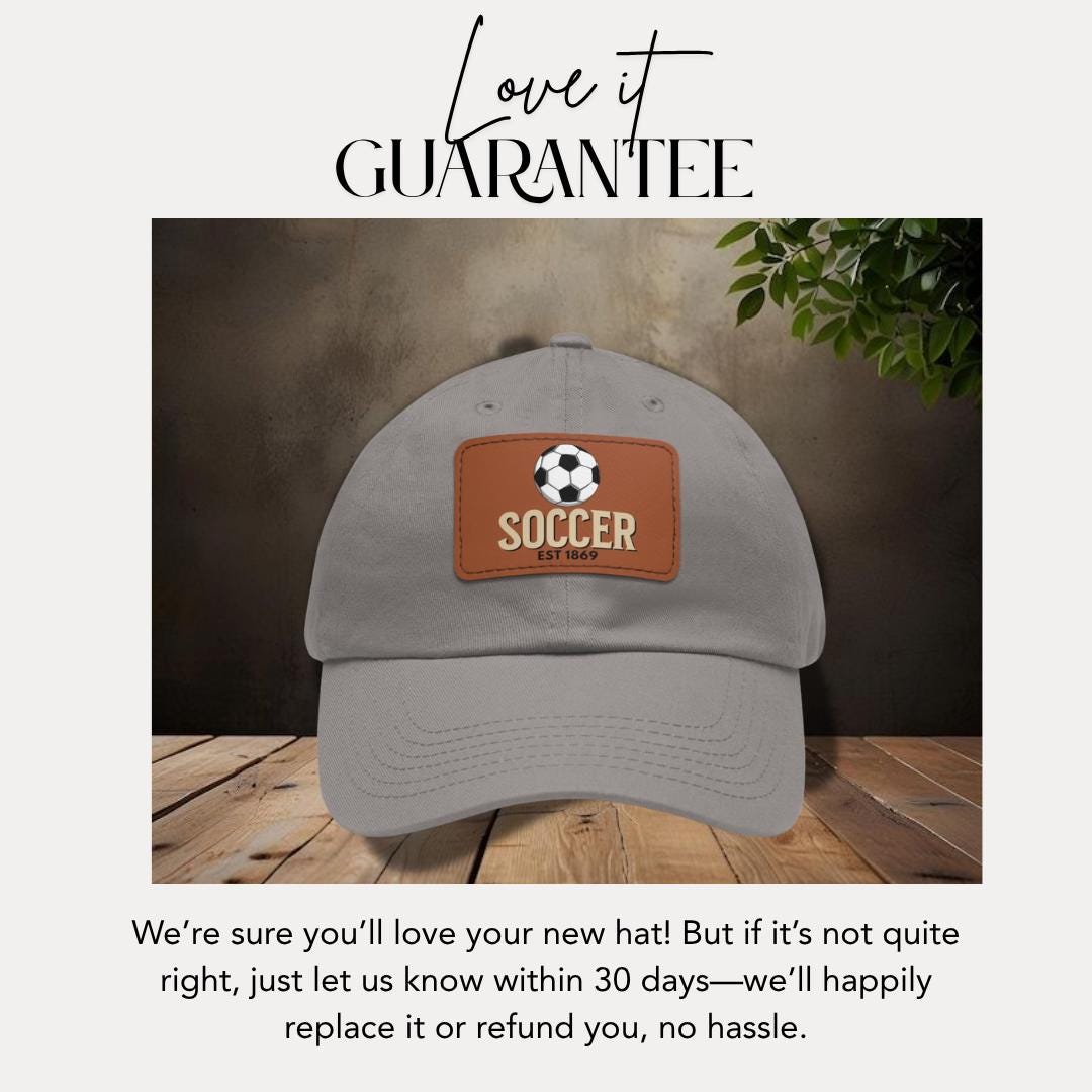 Personalized Soccer Dad Hat with Leather Patch Gift for Dad Custom Year Soccer Cap Sports Fan Hat Gift for Him Soccer Coach Gift Game Day