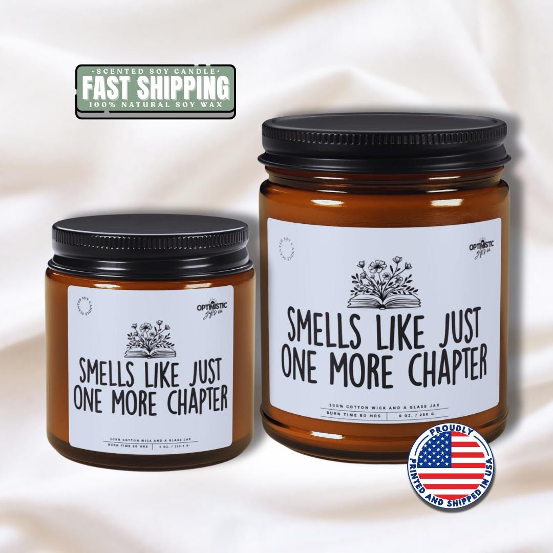 Just One More Chapter Scented Soy Candle, Book Lover Gift
