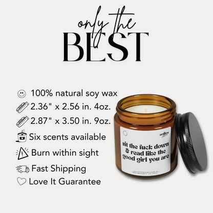 Sassy Bookworm Soy Candle, Funny Book Lover Gift