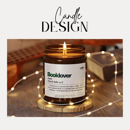 Booklover Scented Soy Candle, Aromatherapy Amber Jar Candle