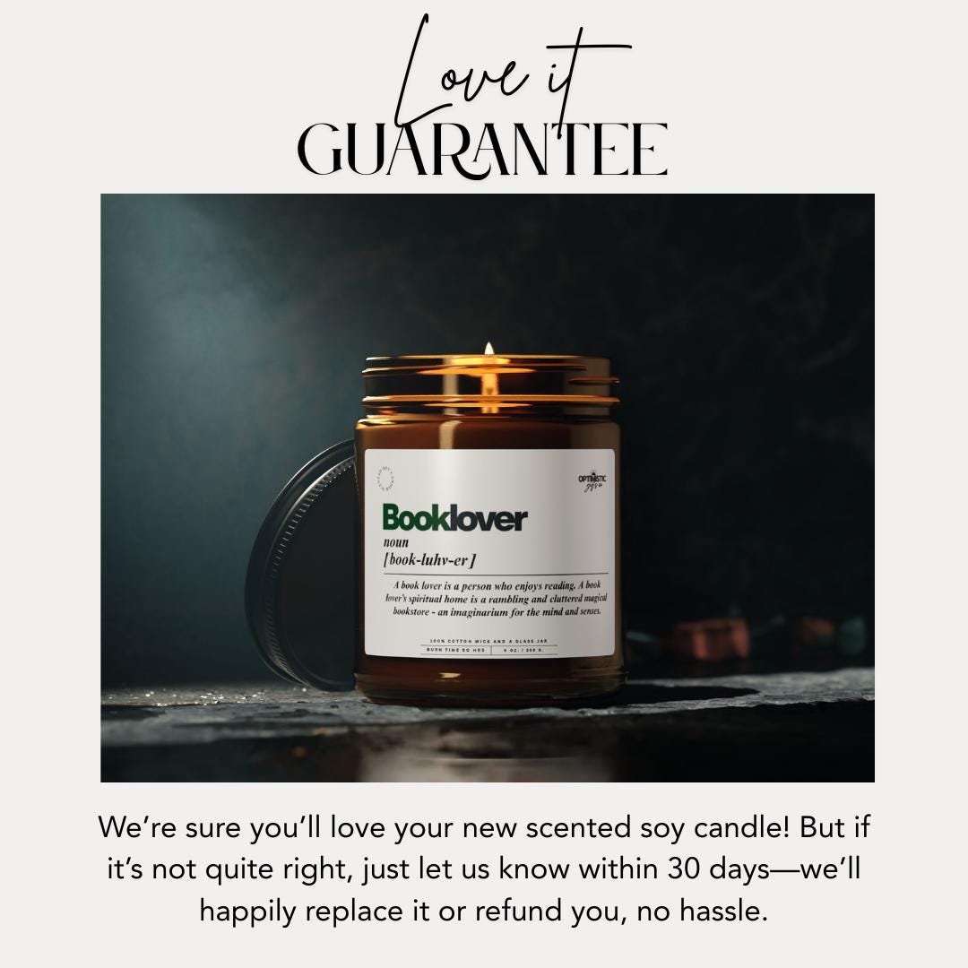 Booklover Scented Soy Candle, Aromatherapy Amber Jar Candle