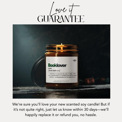 Booklover Scented Soy Candle, Aromatherapy Amber Jar Candle