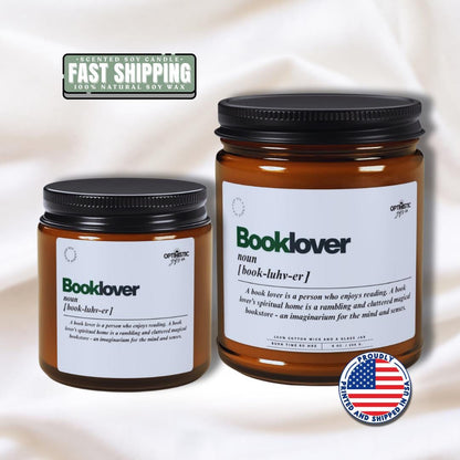 Booklover Scented Soy Candle, Aromatherapy Amber Jar Candle