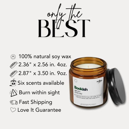 Bookish Scented Soy Candle, Gift for Book Lovers