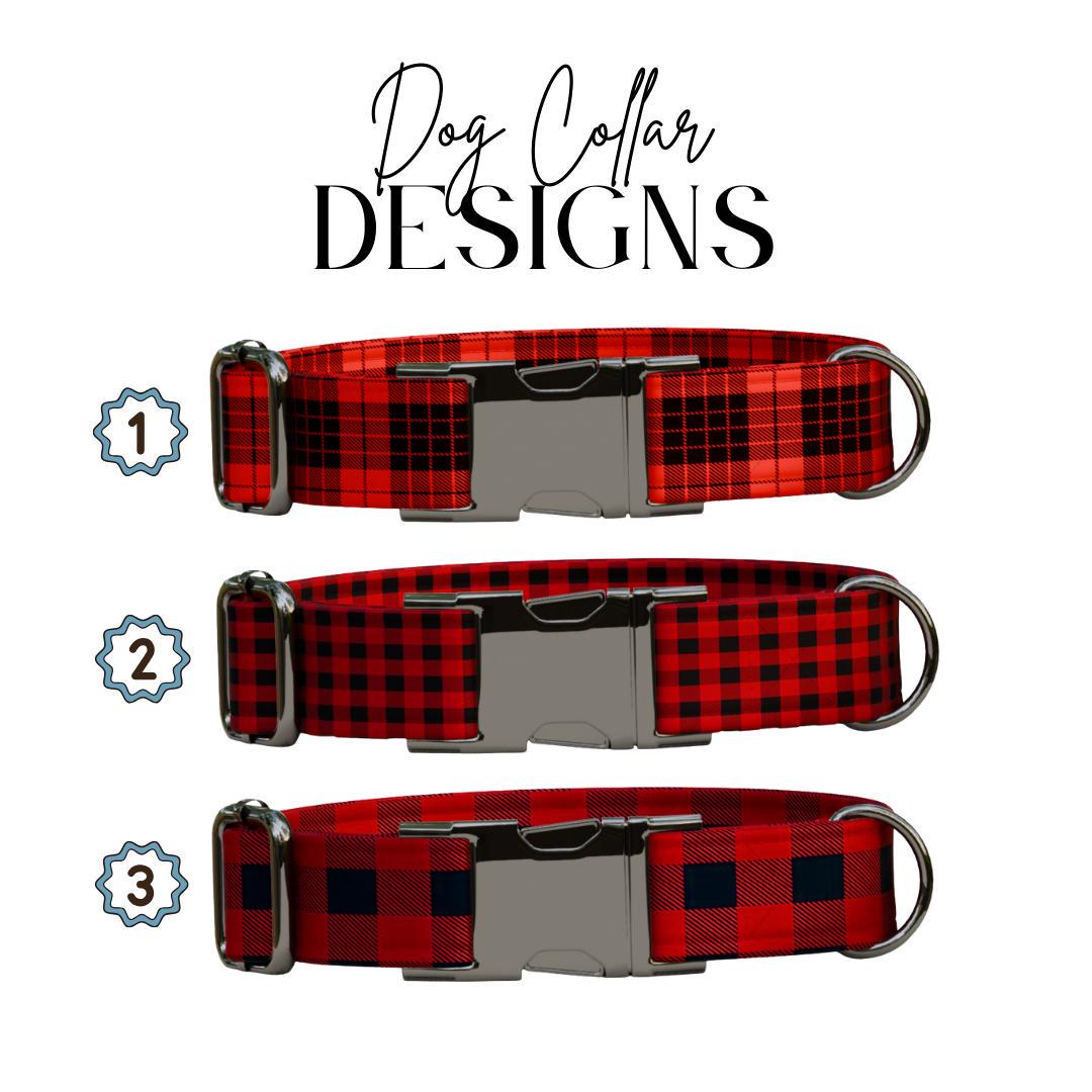 Personalized Red Plaid Dog Collar & Leash Set