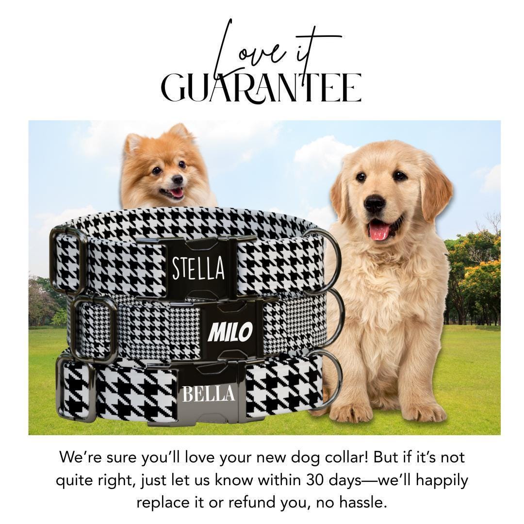 Personalized Houndstooth Dog Collar & Leash Set