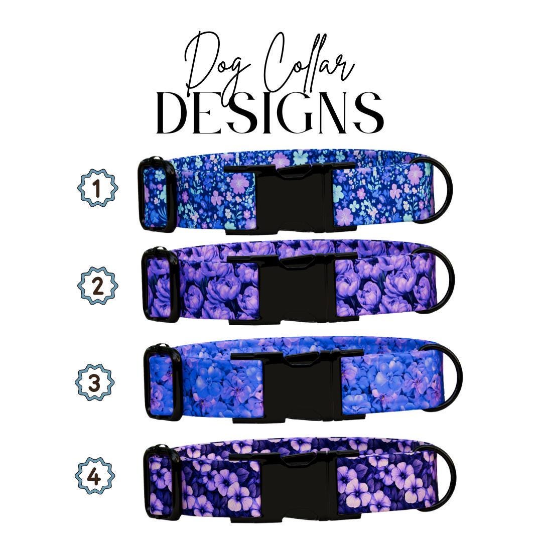 Personalized Purple Floral Dog Collar & Leash Set