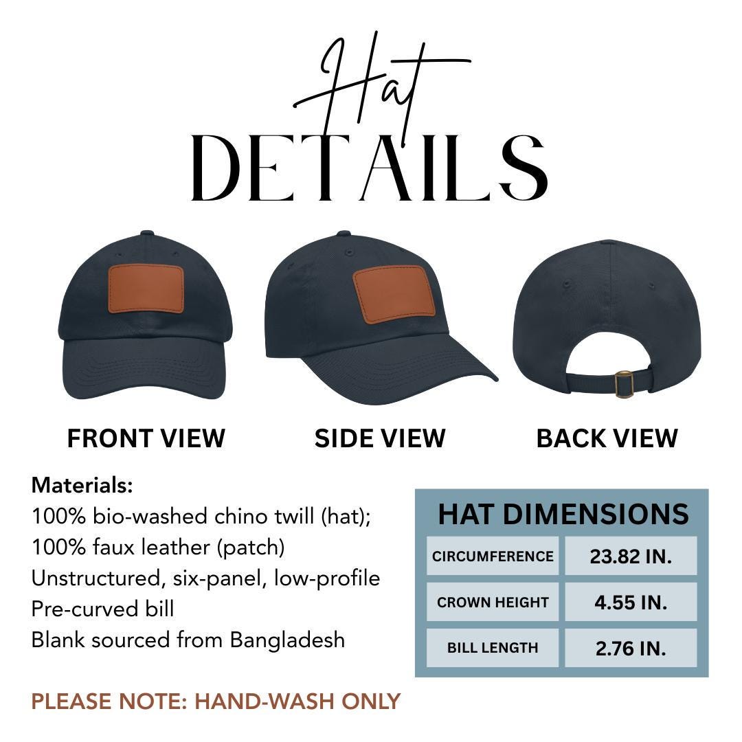 Personalized Vintage Limited Edition Dad Hat with Leather Patch (Rectangle) Custom Baseball Cap Retro Stylish Hat for Dad Fathers Day Gift