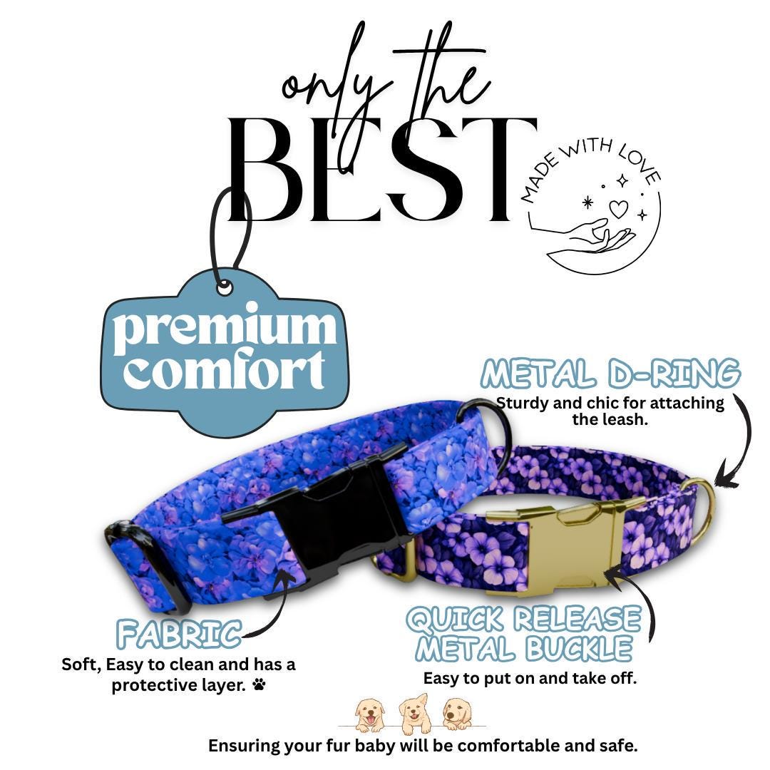 Personalized Purple Floral Dog Collar & Leash Set
