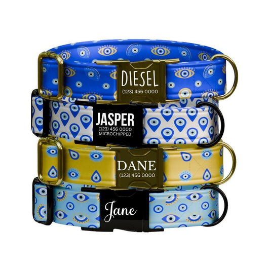 Personalized Evil Eye Dog Collar & Leash Set
