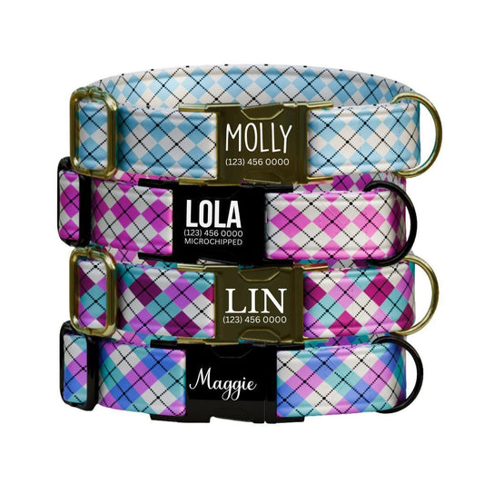 Personalized Argyle Dog Collar & Leash Set