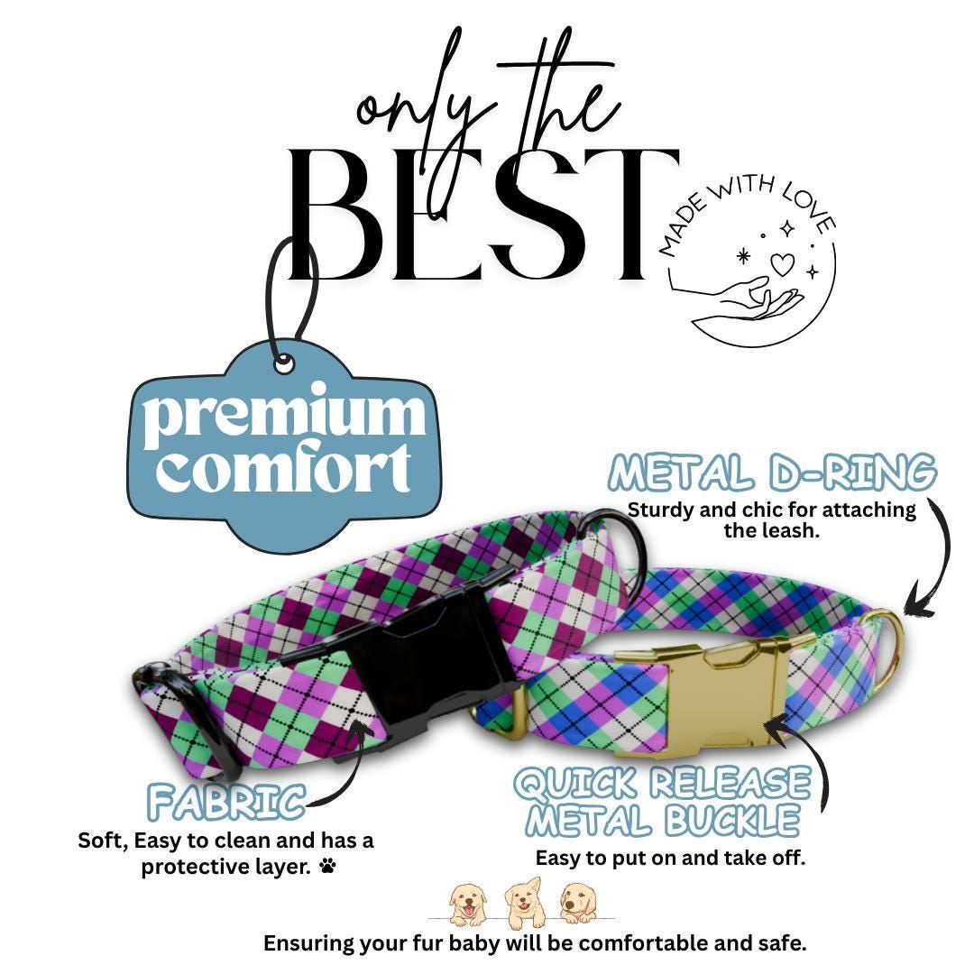 Personalized Argyle Dog Collar & Leash Set