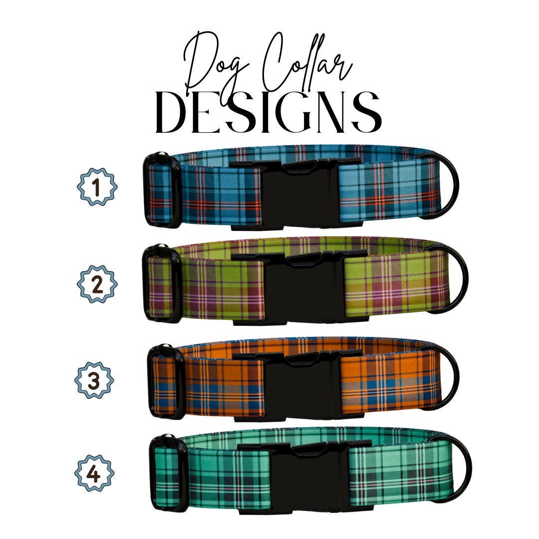 Personalized Plaid Dog Collar & Leash Set