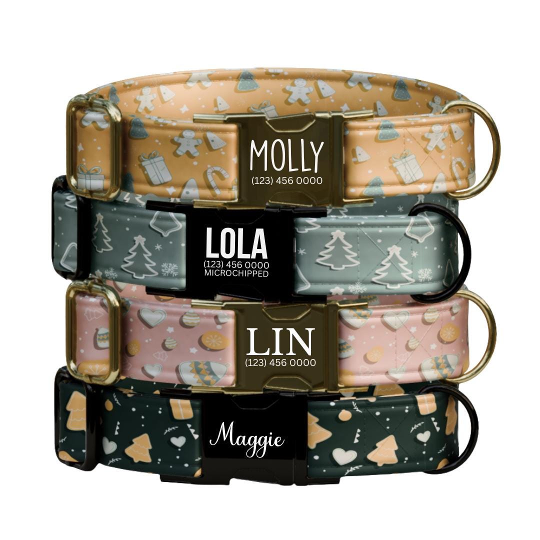 Festive Christmas Personalized Dog Collar  Holiday Pastel, Comfy & Customizable! (OG-332)