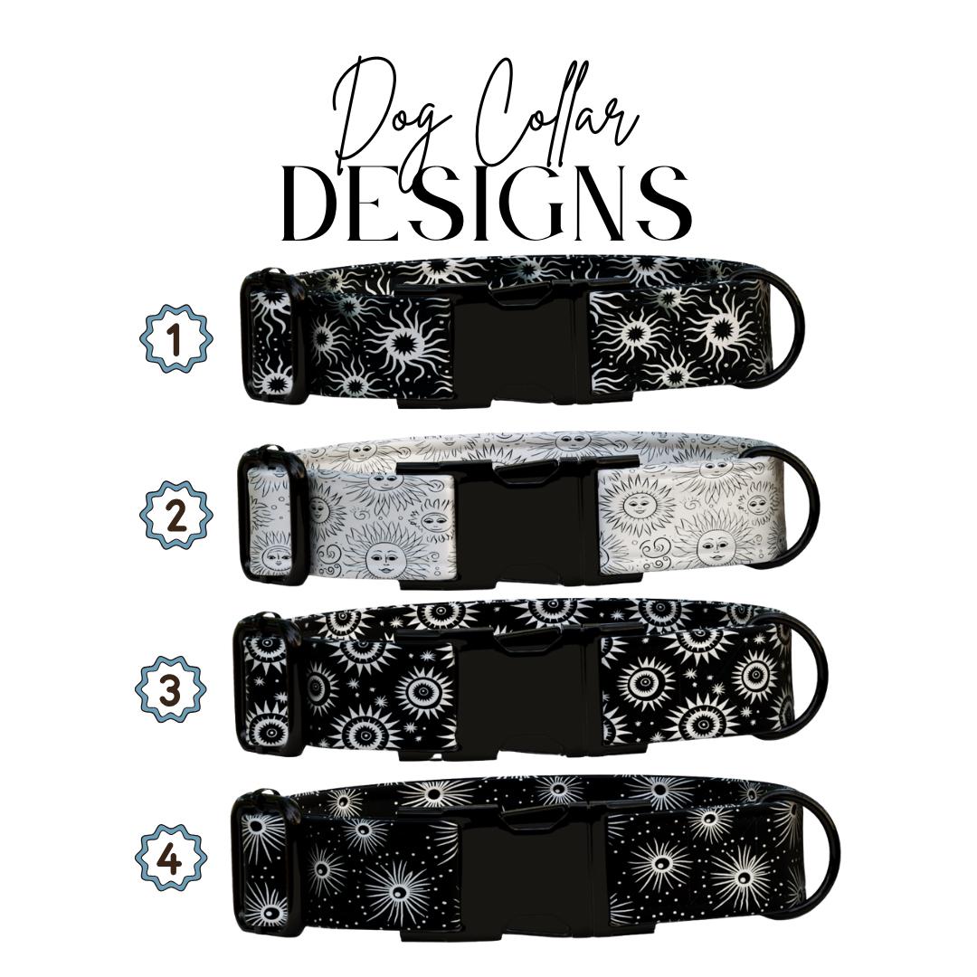 Celestial Dog Collar, Sun and Star Print, Personalized Pet Collar (OG-359)