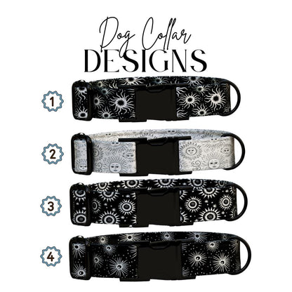 Celestial Dog Collar, Sun and Star Print, Personalized Pet Collar (OG-359)