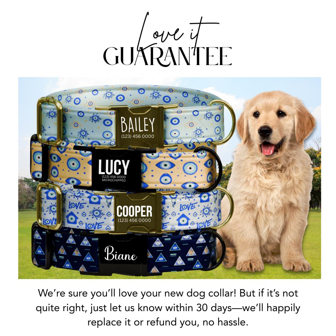 Evil Eye Blue Dog Collar  Personalized Protection and Style Custom Name & Number (OG-364)