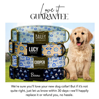 Evil Eye Blue Dog Collar  Personalized Protection and Style Custom Name & Number (OG-364)