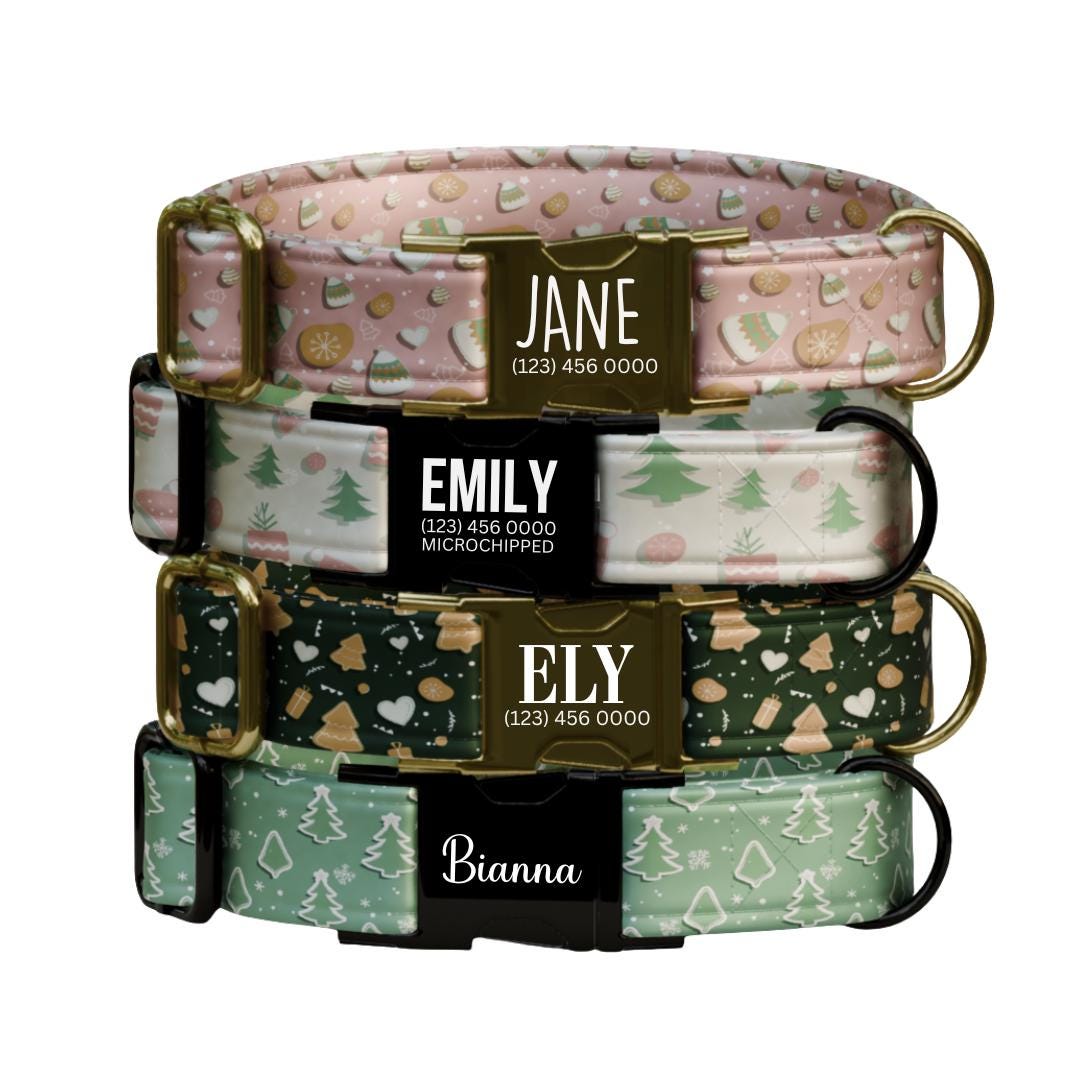 Festive Christmas Personalized Dog Collar  Holiday Pastel, Comfy & Customizable! (OG-333)