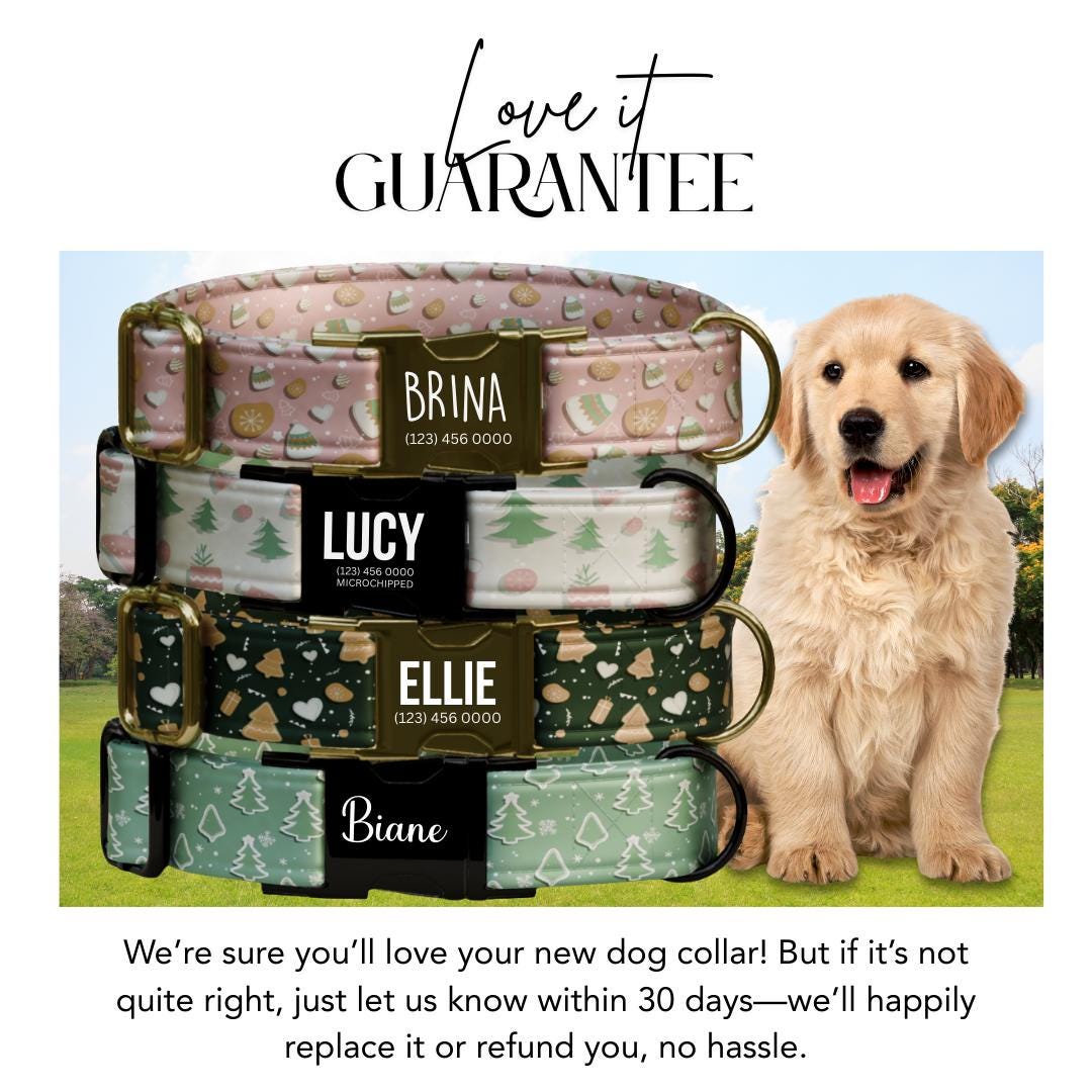 Festive Christmas Personalized Dog Collar  Holiday Pastel, Comfy & Customizable! (OG-333)