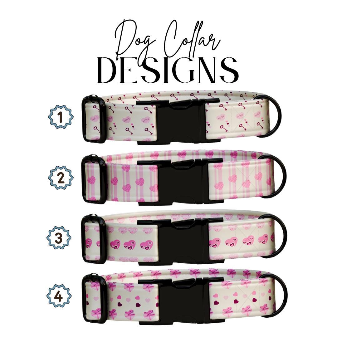 Personalized Valentine's Dog Collar, Pink Hearts, Love Keys (OG-393)
