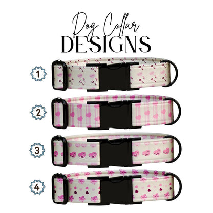 Personalized Valentine's Dog Collar, Pink Hearts, Love Keys (OG-393)