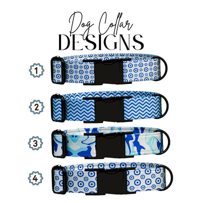 Personalized Dog Collar, Blue Evil Eye, Custom Name & Number (OG-365)