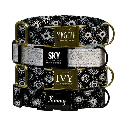 Celestial Dog Collar, Sun and Star Print, Personalized Pet Collar (OG-359)