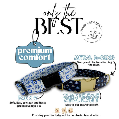 Evil Eye Blue Dog Collar  Personalized Protection and Style Custom Name & Number (OG-364)