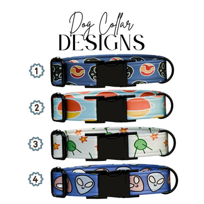 Personalized Space Pup Dog Collar  Cosmic Cuties Edition Custom Metal Buckle (OG-384)