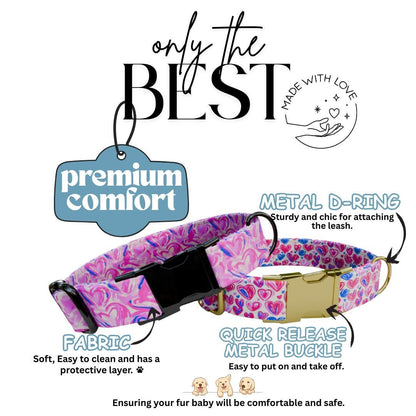 Personalized Heart Doodle Dog Collar, Custom Name Pet Collar (OG-396)
