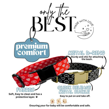 Personalized Heart Print Dog Collar, Custom Name & Number (OG-397)