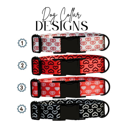 Personalized Heart Print Dog Collar, Custom Name & Number (OG-397)