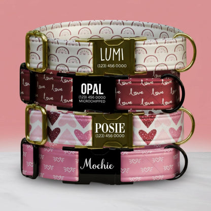 Personalized Valentine's Day Dog Collar: Hearts & Love Prints (OG-412)