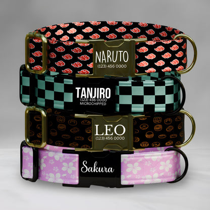 Anime Dog Collar, Personalized Akatsuki Clouds, Checkered Hero, Ramen, Sakura (OG-418)